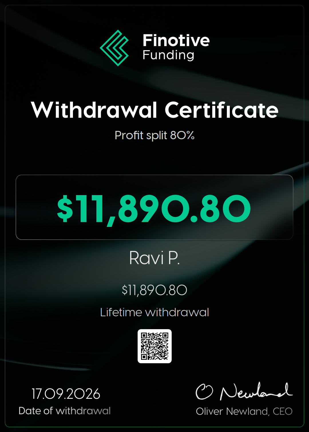 Withdrawal certificate