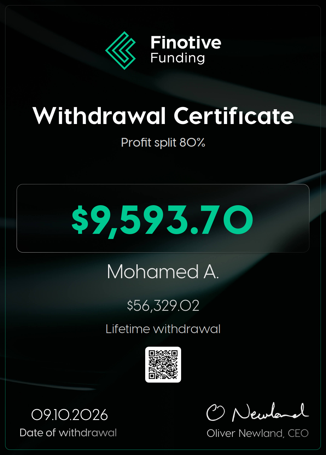 Withdrawal certificate